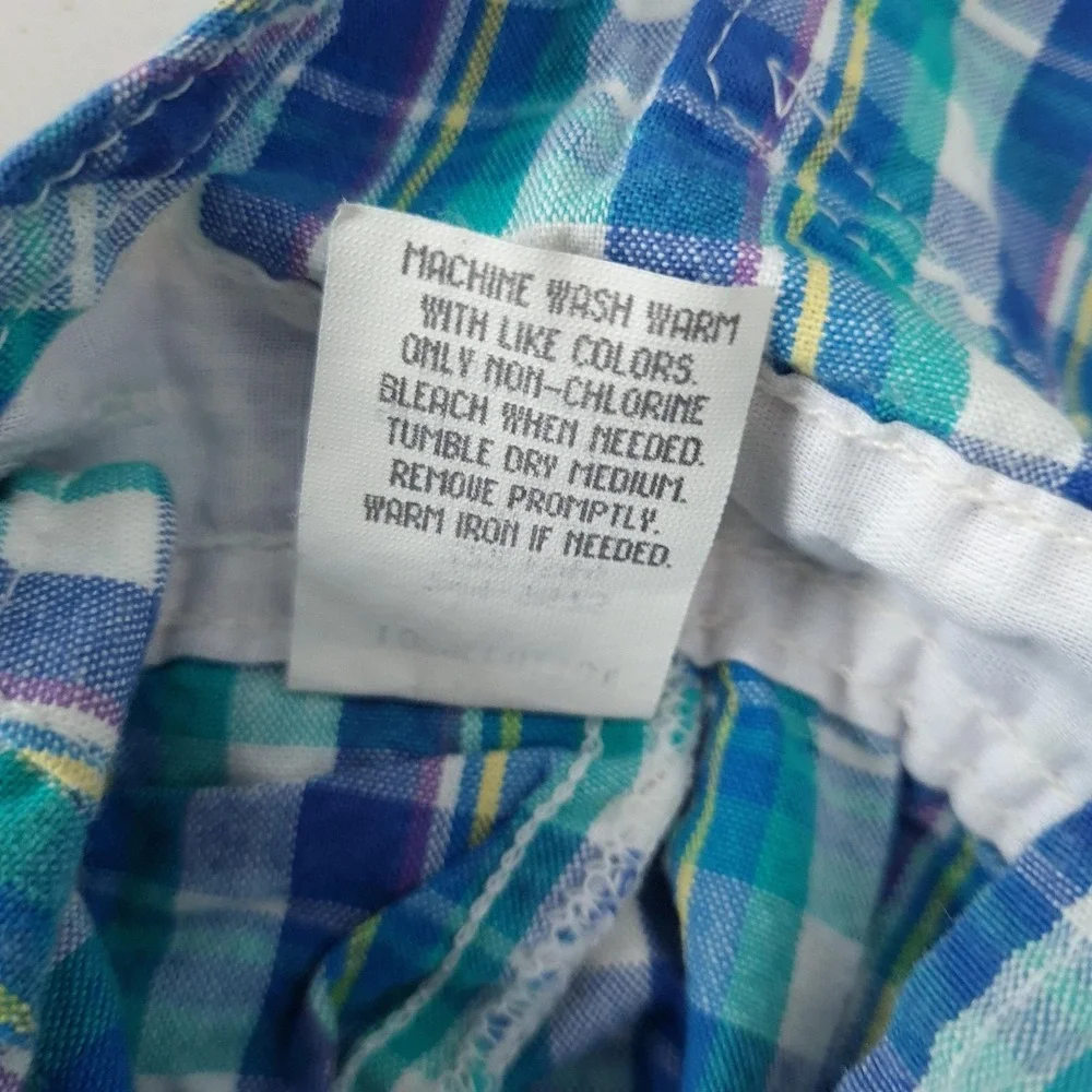 Vintage OshKosh B'gosh Shortalls Toddler 2T Blue Plaid Cotton Vestbak USA 90s